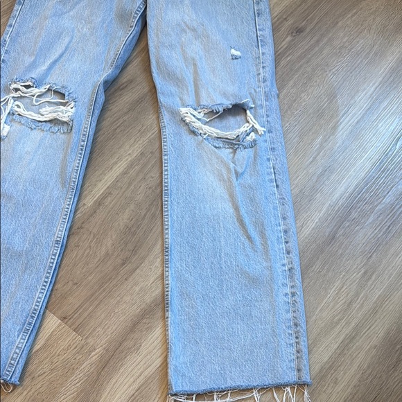 Zara Blue Straight Leg Jeans with Distressed Details - Picture 4 of 8